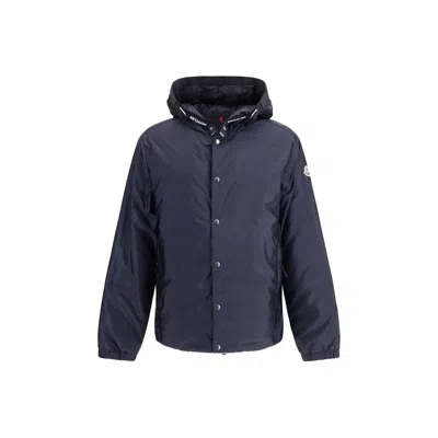 Moncler Logo-patch Hooded Jacket In Blue
