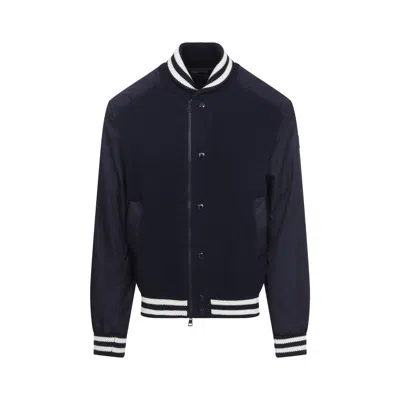 Moncler Blue Polyamide Cotton Cardigan In Black