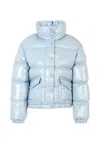 Moncler Blue Puivert Down Jacket For Girl With Logo In Blue