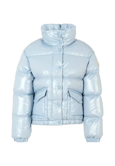 Moncler Kids' Blue Puivert Down Jacket For Girl With Logo