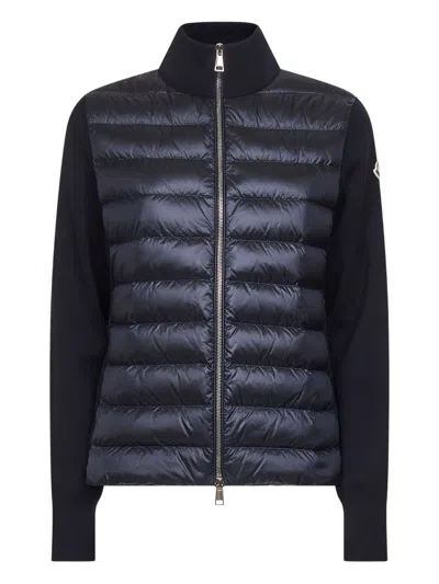 Moncler Blue Quilted High Collar Sweater