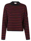 Moncler Embroidered Wool Sweater In Red