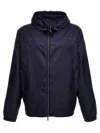 Moncler Reversible Jacket With Patterned Design And Hood In Blue