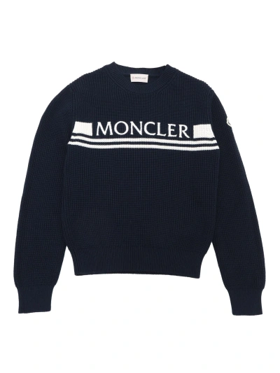 Moncler Kids' Blue Ribbed Sweater