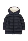 Moncler Blue Saito Down Jacket For Baby Boy With Logo In Blue