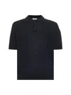 Moncler Men Blue Silk And Linen Knit Polo Shirt In Blue