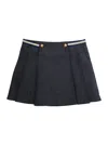 Moncler Blue Skirt With Logo Patch And Logoed Buttons In Cotton Girl In Black