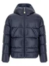 Moncler Blue Solid Hood Jacket In Blue