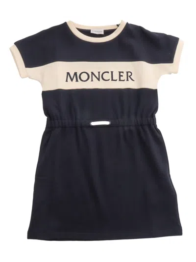 Moncler Kids' Blue Sportive Dress In Black/white