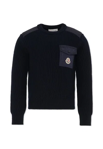 Moncler Kids' Blue Sweater For Boy With Logo