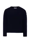 Moncler Blue Sweater For Boy With Logo In Black