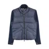 Moncler Grenoble Quilted Zip Up Cardigan In Navy Blu In Black
