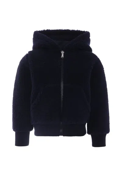 Moncler Blue Sweatshirt For Kids With Logo In Black