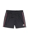 Moncler Logo Nylon Swim Shorts In Blue