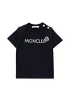 Moncler Blue T-shirt For Baby Boy With Logo In Black