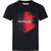 MONCLER BLUE T-SHIRT FOR BOY WITH LOGO