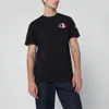 Moncler Blue T-shirt With Embroidered Tricolor Logo In Blue