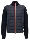 Moncler Padded Front Panel Cardigan With High Collar In Blue