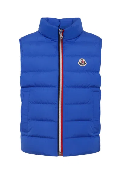 Moncler Kids' Blue Vest For Boy With Logo