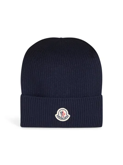 Moncler Blue Wool And Cashmere Knit Beanie