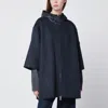 Moncler Blue Wool Blend Cape With Zip And Hood In Blue