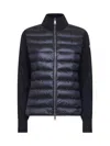 Moncler Women Nylon Down Jacket With Virgin Wool Inserts In Blue