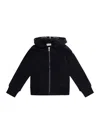 MONCLER BLUE ZIP-UP HOODIE AND LOGO PATCH IN COTTON BOY