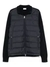 Moncler Cotton Padded Cardigan Zip In Blue