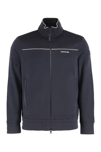 Moncler Blue Zip-up Logo Sweatshirt