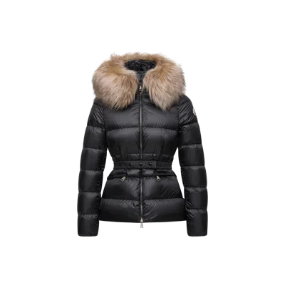 Moncler Boed Hooded Shearling-trimmed Short Down Jacket, Women, Black, Size: 5