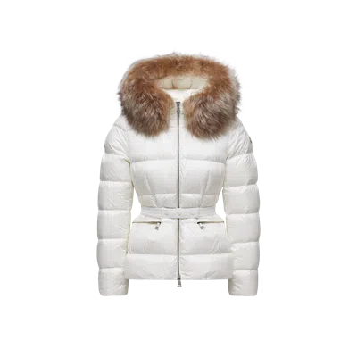 Moncler Boed Hooded Shearling-trimmed Short Down Jacket, Women, White, Size: 4
