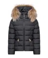 Moncler Boedette Hooded Shearling-trimmed Down Jacket In Black