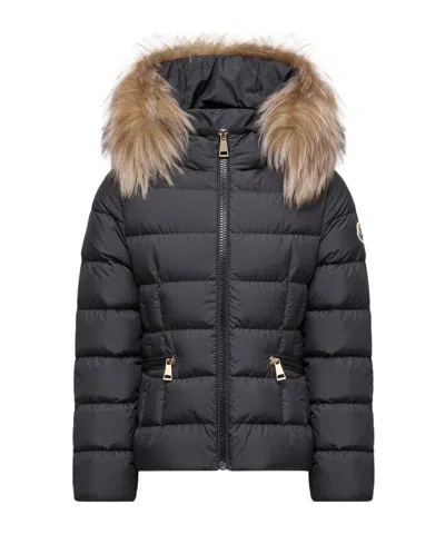 Moncler Kids' Boedette Hooded Shearling-trimmed Down Jacket In Black