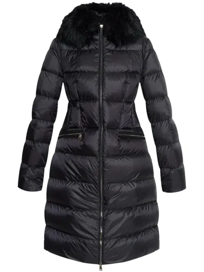 MONCLER BOEDIC HOODED SHEARLING-TRIMMED LONG DOWN JACKET