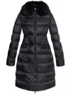Moncler Boedic Long Down Coat With Detachable Shearling Trim In Black