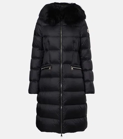 Moncler Boedic Shearling-trimmed Down Coat In Black