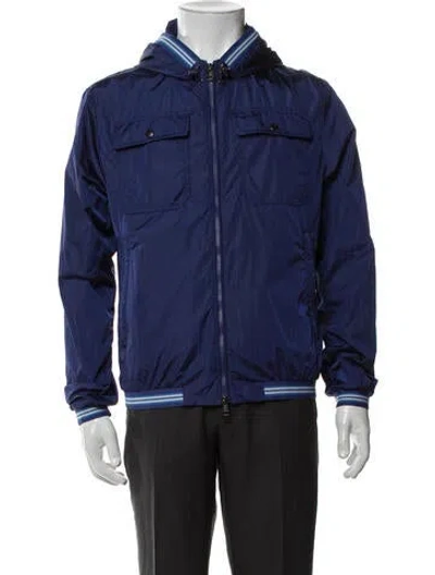 Pre-owned Moncler Bomber Jacket In Blue