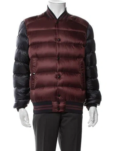 Pre-owned Moncler Bomber Jacket In Burgundy