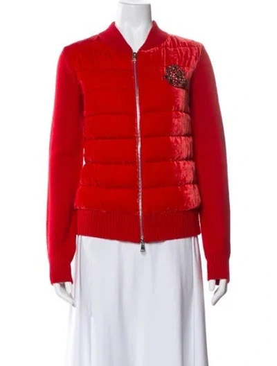 Pre-owned Moncler Bomber Jacket In Red