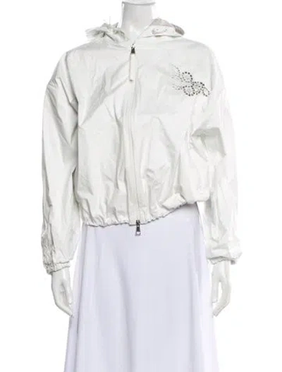 Pre-owned Moncler Bomber Jacket In White