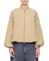 Moncler Short Cotton Blend Gruissan Bomber Jacket In Neutrals