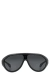 Moncler Oval Bubble Sunglasses With Thick Curved Temples In Black