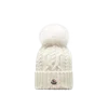 Moncler Cashmere Blend Beanie With Pom Pom White