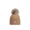 Moncler Cashmere Hat With Pon Pon Accessories In Brown