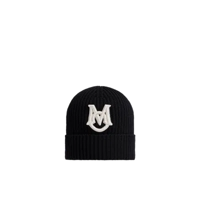 Moncler Bonnet En Coton À Monogramme Brodé In Black