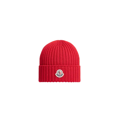 Moncler Kids' Bonnet En Laine In Red