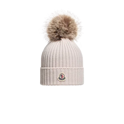 Moncler Kids' Bonnet En Laine Avec Pompon, Filles, Beige, Taille: S In Sand