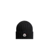 Moncler Knitted Wool Hat In Black