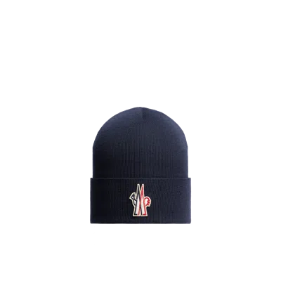 Moncler Wool Beanie, Men, Blue, Size: One Size