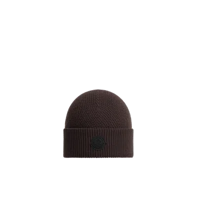 Moncler Bonnet En Laine In Brown